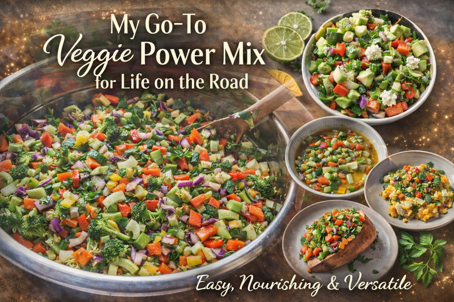 My Go-To Veggie Power Mix for Life on the Road Healthy vegetable power mix and fresh ingredients for natural wellness while traveling