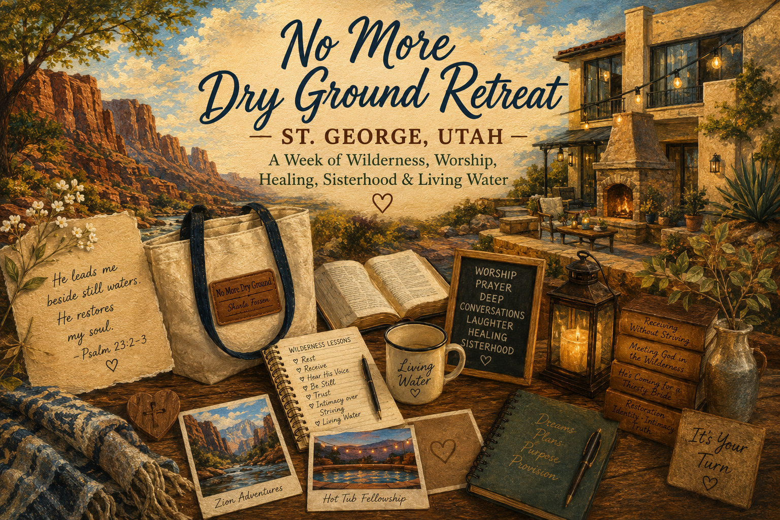 No More Dry Ground Retreat – St. George, Utah Christian women's retreat in St. George Utah focused on faith, healing, and spiritual growth
