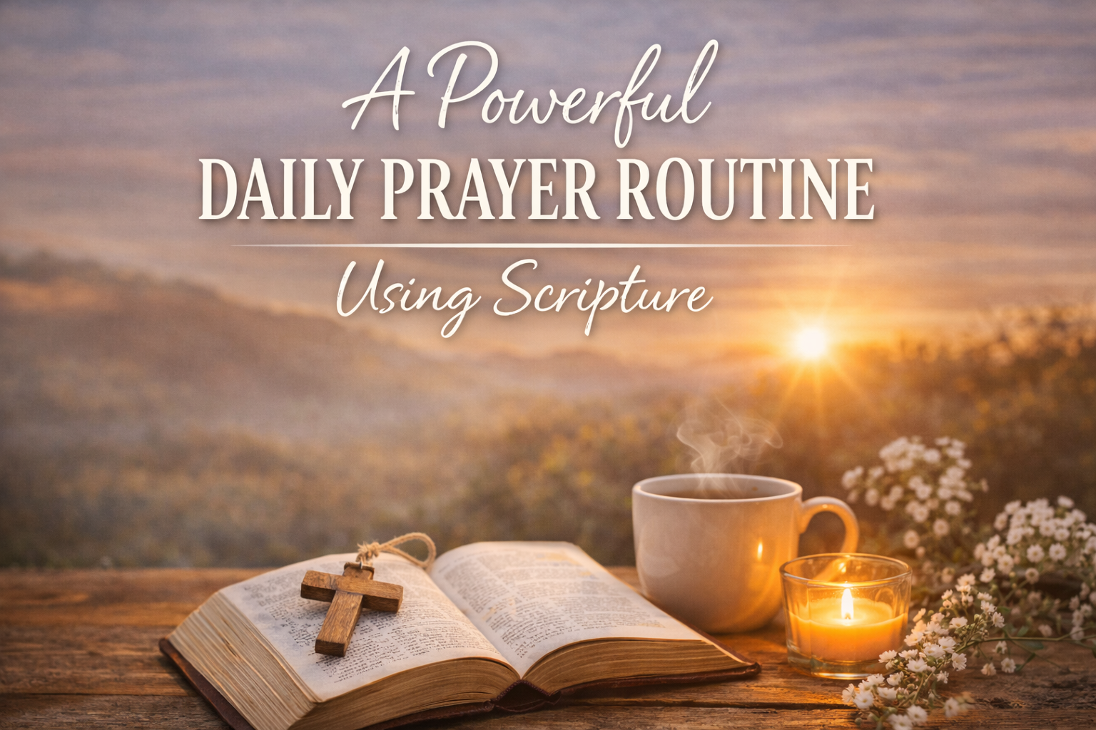 A Powerful Daily Prayer Routine Using Scripture Bible, coffee, and daily prayer routine centered on Scripture and faith